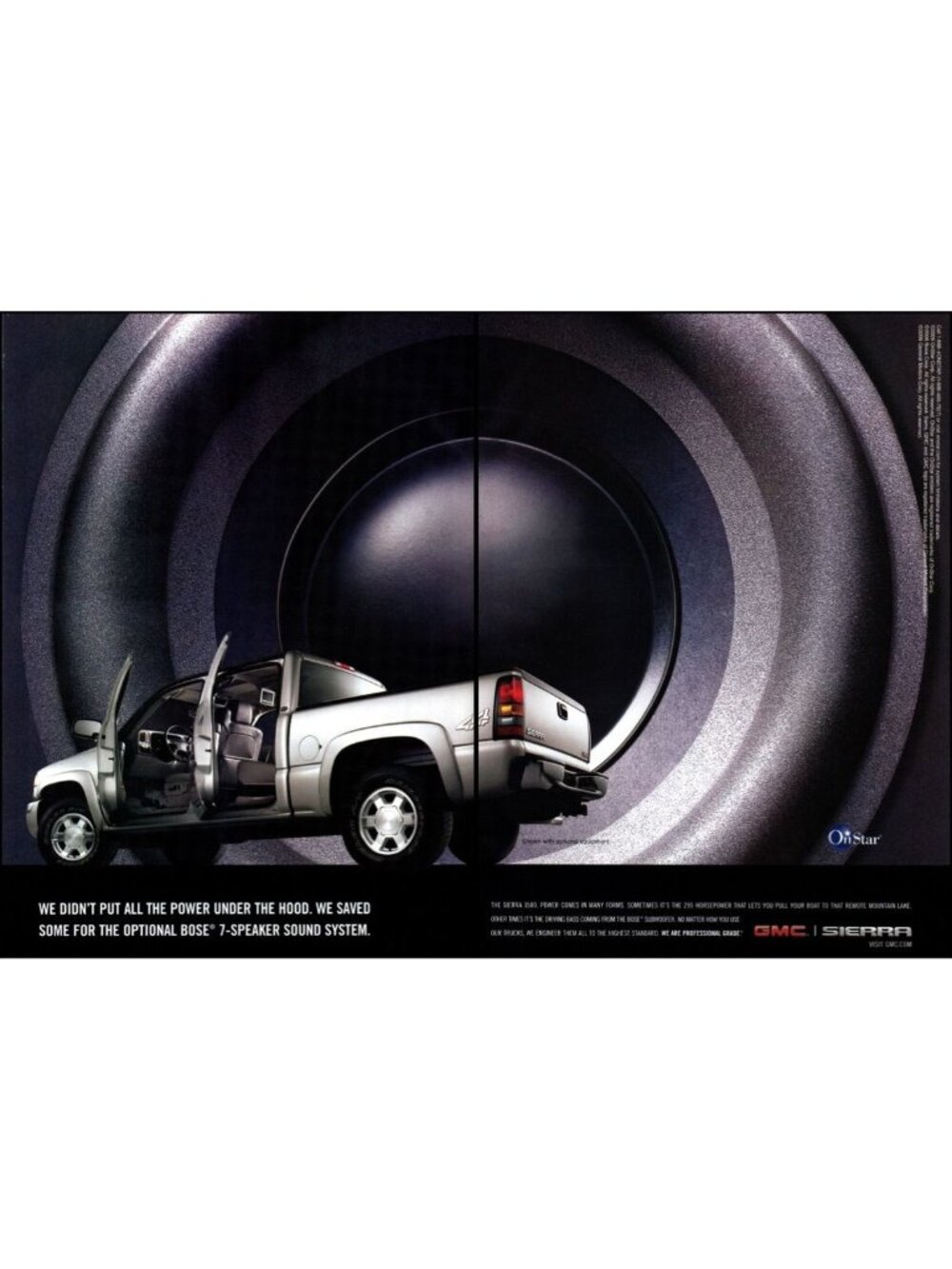 2006 GMC Sierra 4x4 Pickup Truck 2 Page Vintage Print Ad Stereo Speaker Wall Art